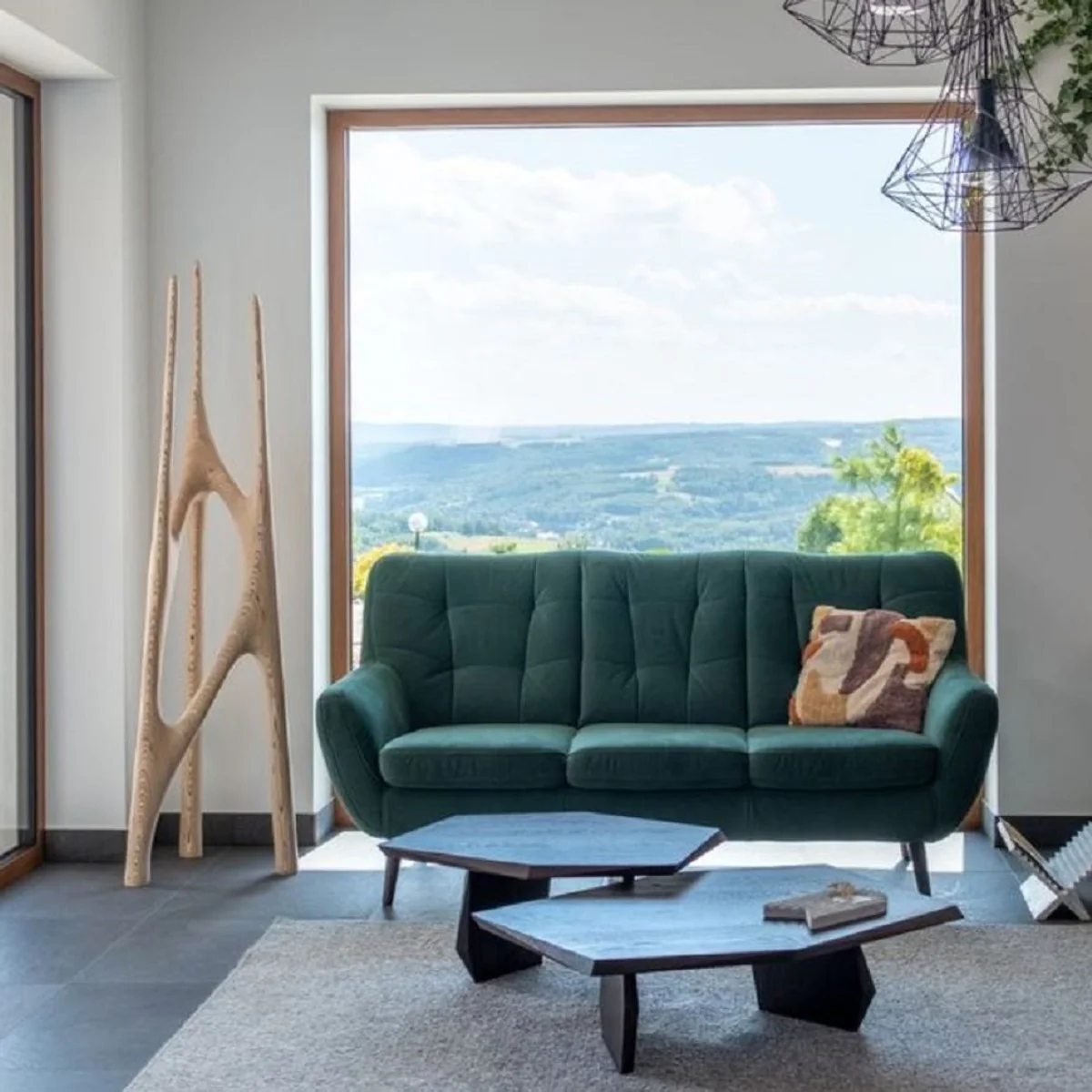 Luxus Massivholz Couchtisch 2er Set Dunkelbraun - Eichenholz Wohnzimmertische - Wohnzimmer Möbel - Luxus Möbel - Luxus Einrichtung