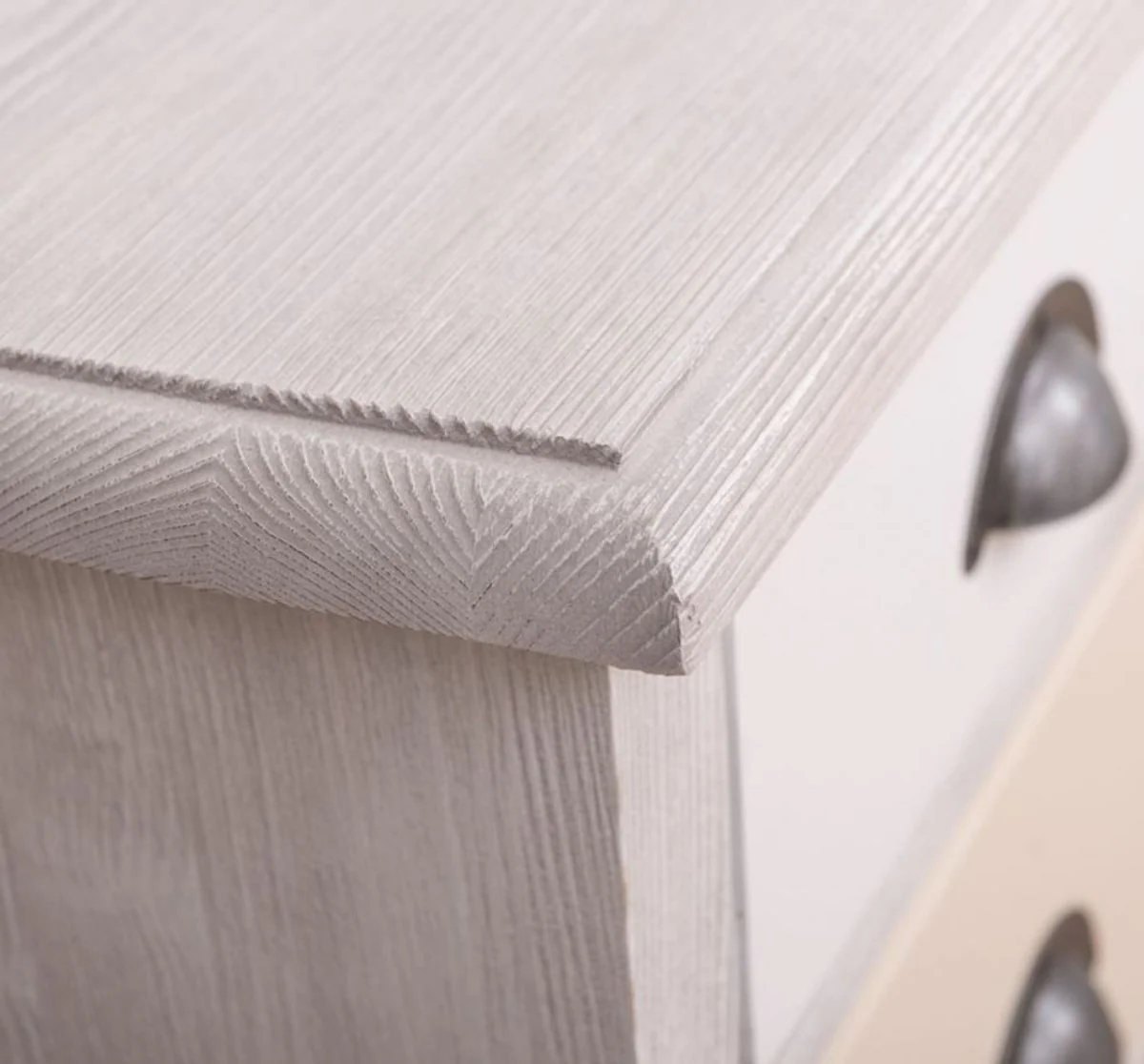 Landhausstil Kommode Hellgrau / Mehrfarbig 90 x 35 x H. 97 cm - Massivholz Schrank mit 13 Schubladen - Landhausstil Möbel