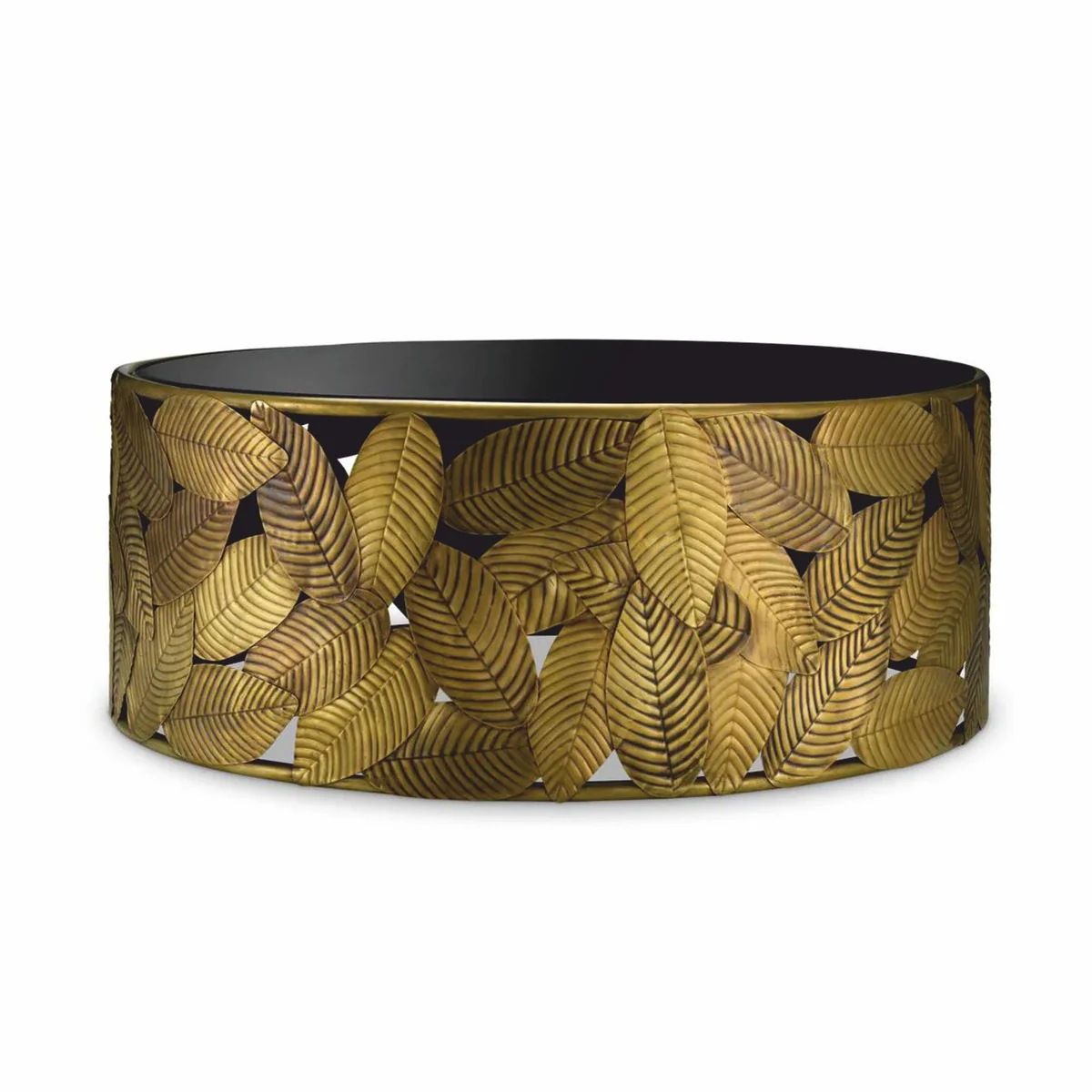 Luxus Couchtisch Vintage Messing / Schwarz Ø 101 cm - Wohnzimmer Möbel