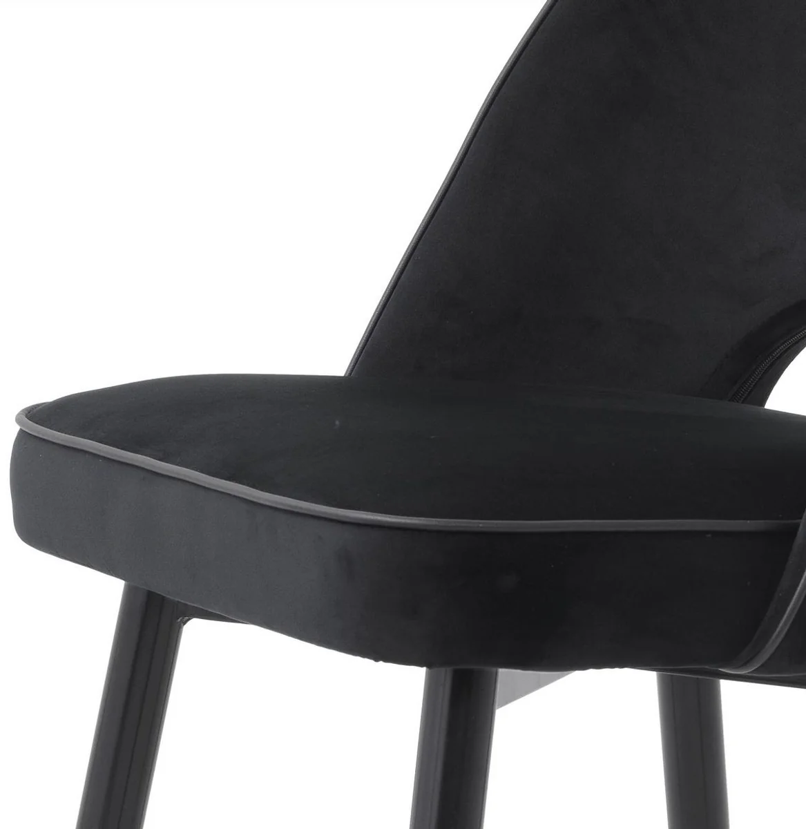 Luxus Esszimmerstuhl Set Schwarz / Messing 53 x 56 x H. 84 cm - Esszimmerstühle mit edlem Samtstoff - Esszimmer Möbel