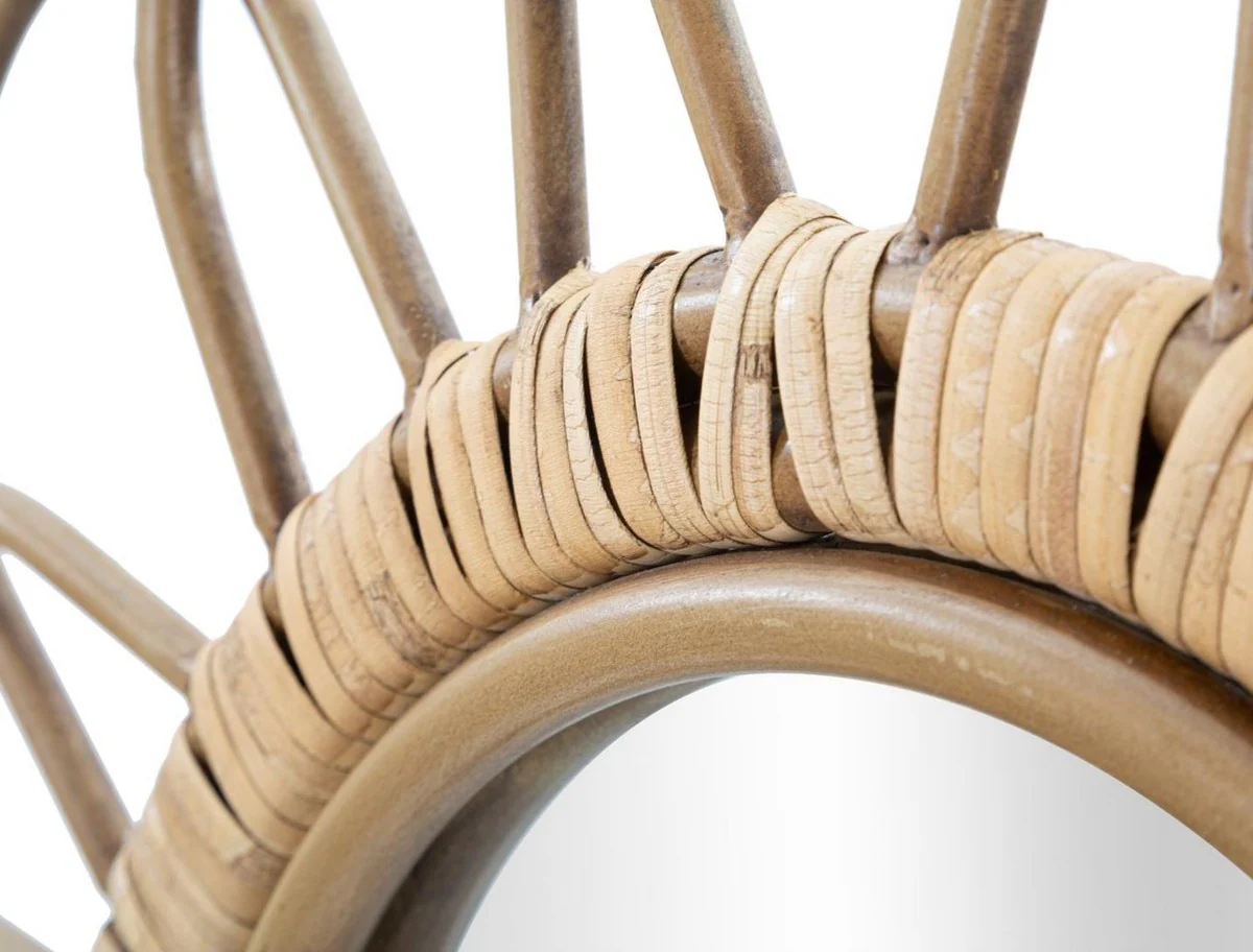 Luxus Spiegel Naturfarben H. 80 cm - Wandspiegel mit Rattangeflecht