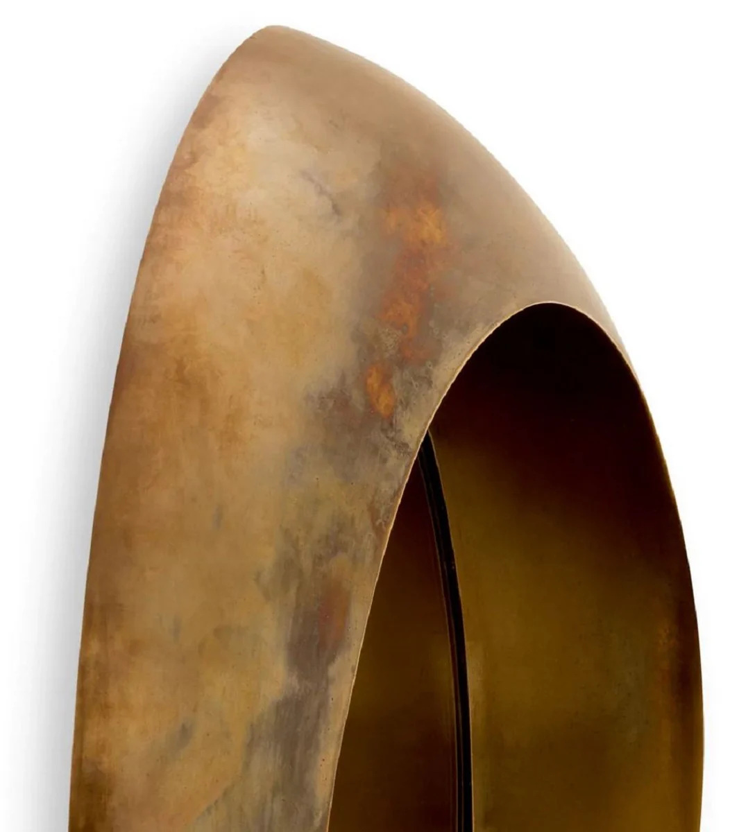 Luxus Aluminium Wandspiegel Vintage Messing Ø 50 cm - Runder Wohnzimmer Spiegel - Schlafzimmer Spiegel - Garderoben Spiegel - Luxus Möbel - Luxus Einrichtung