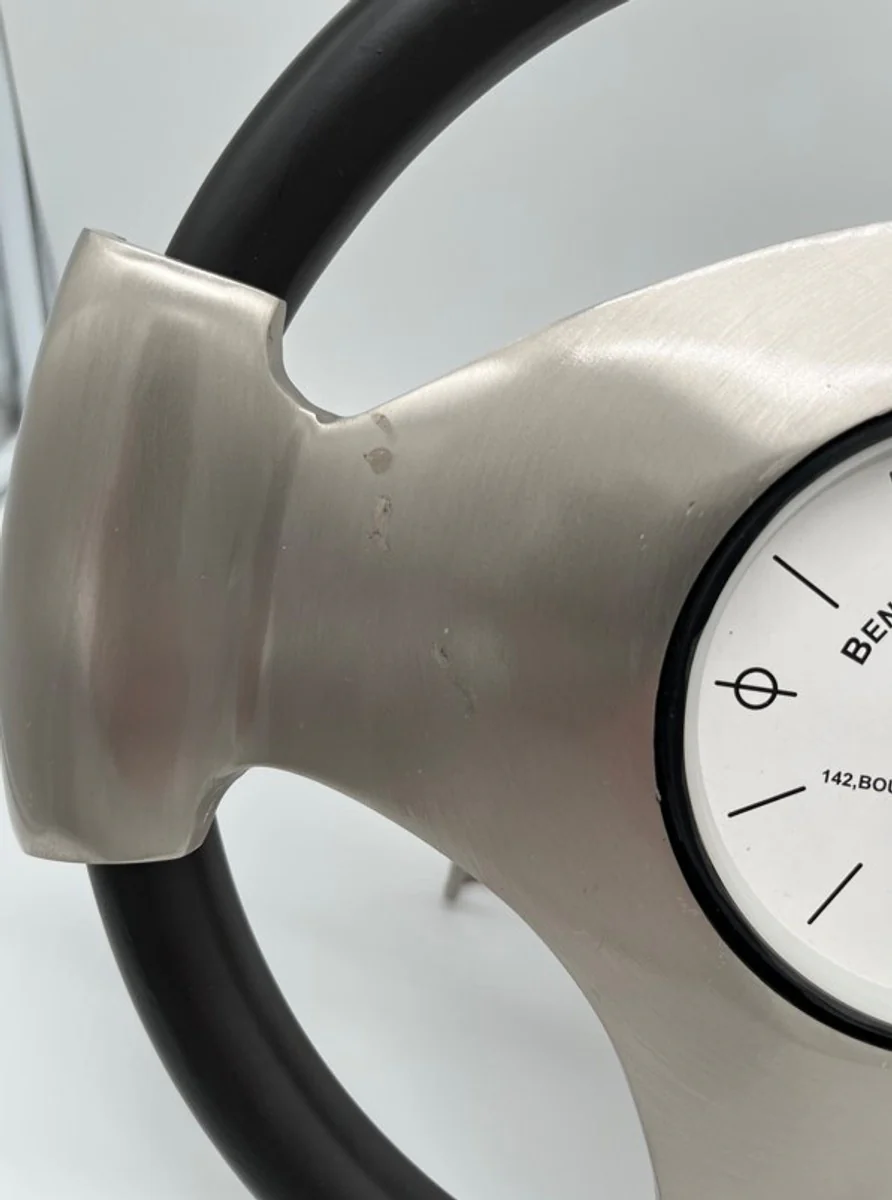 Designer Luxus Tischuhr Vintage Lenkrad mit Ständer - Edel & Prunkvoll - Tisch Uhr -1B Ware Frontglas fehlt