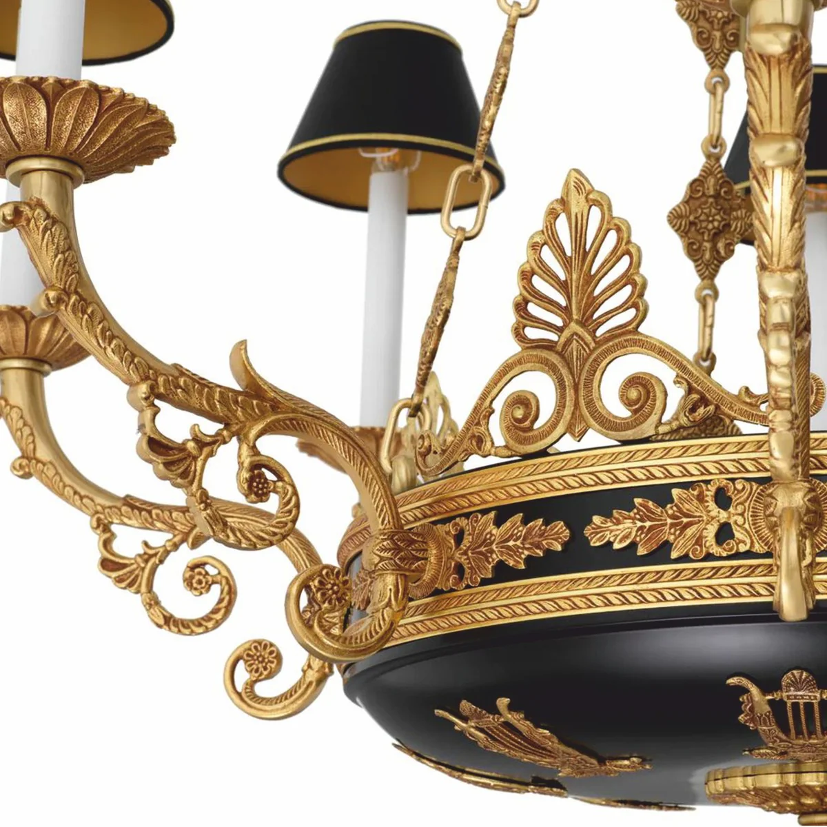 Luxus Barock Kronleuchter Antik Gold / Schwarz Ø 97 x H. 99 cm - Luxus Qualität