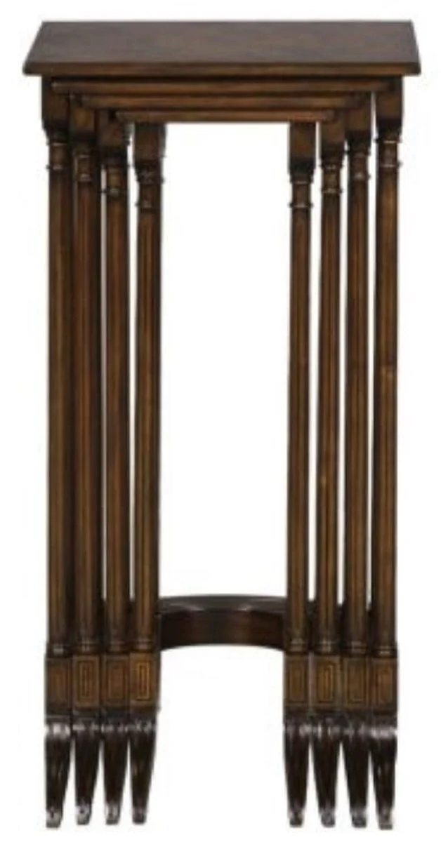 Luxus Beistelltisch Braun / Dunkelbraun 37 x 34 x H. 73 cm - Ausziehbarer Mahagoni Tisch