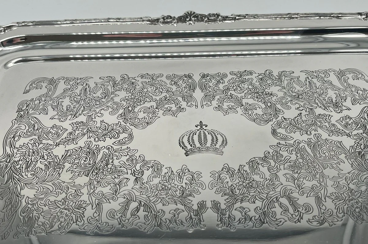 Pompöös by Luxus Barock Serviertablett Krone Silber 52 cm - designed by Harald Glööckler