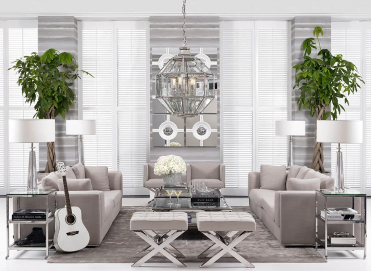 Luxus Art Deco Designer Beistelltisch 45 x 45 x H. 71 cm - Designer Beistelltisch Möbel