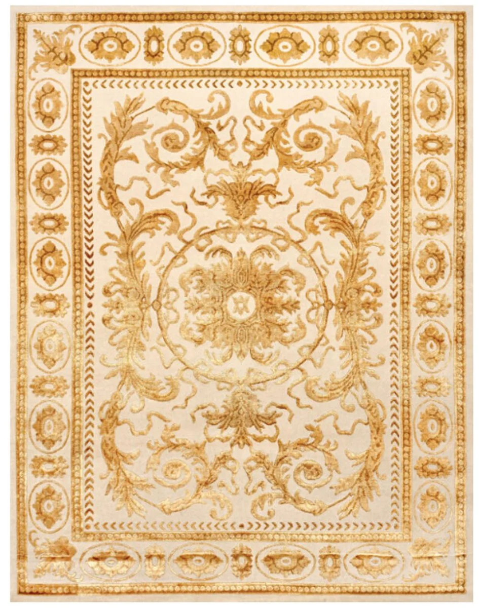 Luxus Barock Wohnzimmer Teppich Creme / Gold - Verschiedene Größen