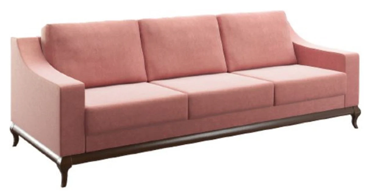Luxus Sofa Rosa / Dunkelbraun 225 x 100 x H. 77 cm - Wohnzimmer Sofa mit Schlaffunktion - Wohnzimmer Möbel - Luxus Möbel - Luxus Interior