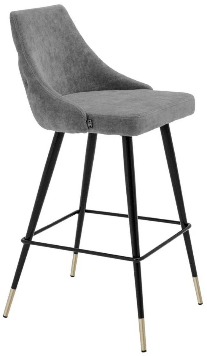 Luxus Barstuhl Grau / Schwarz 47 x 52 x H. 101 cm - Luxus Barmöbel
