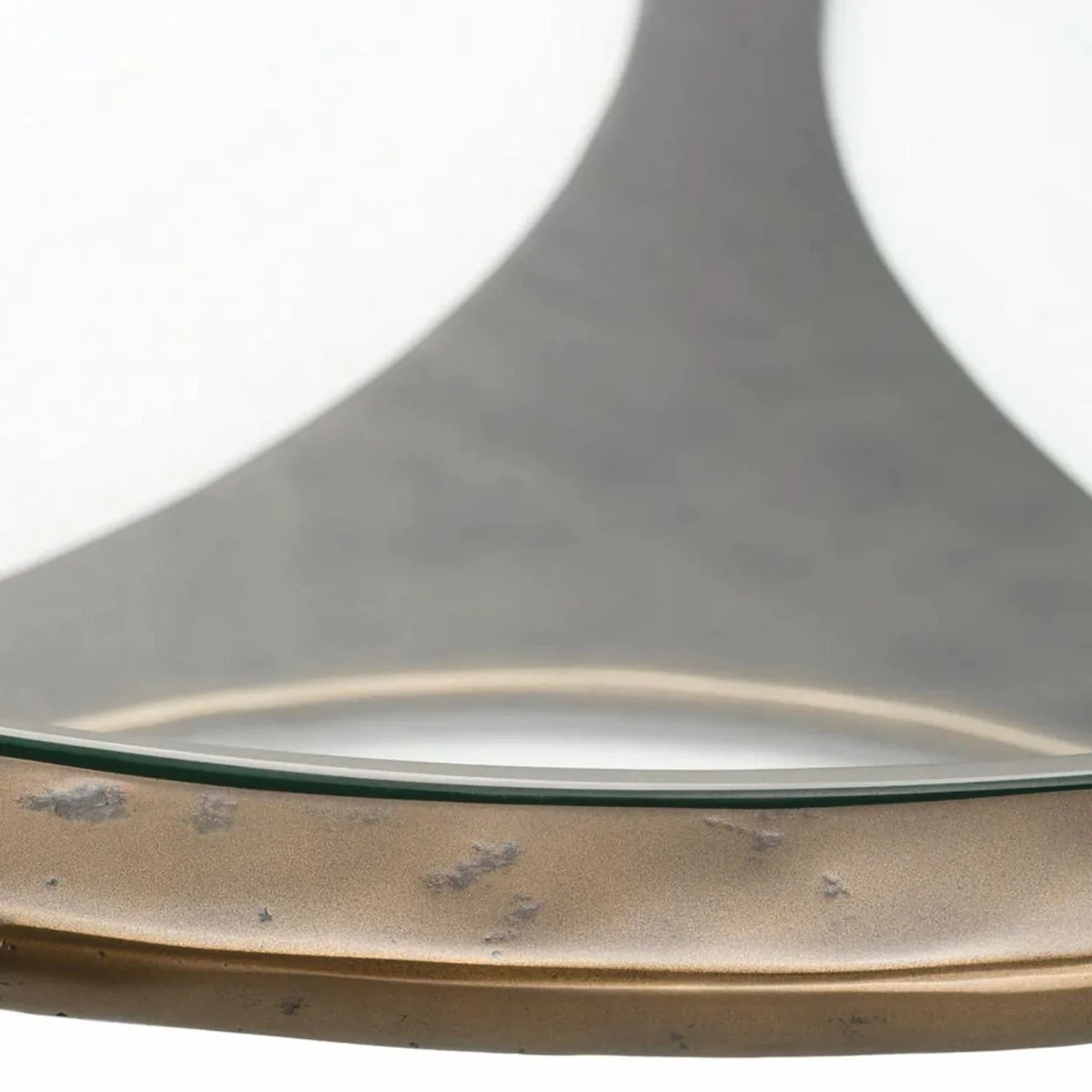 Luxus Aluminium Couchtisch mit Glasplatte Bronze Ø 102 cm - Wohnzimmer Möbel