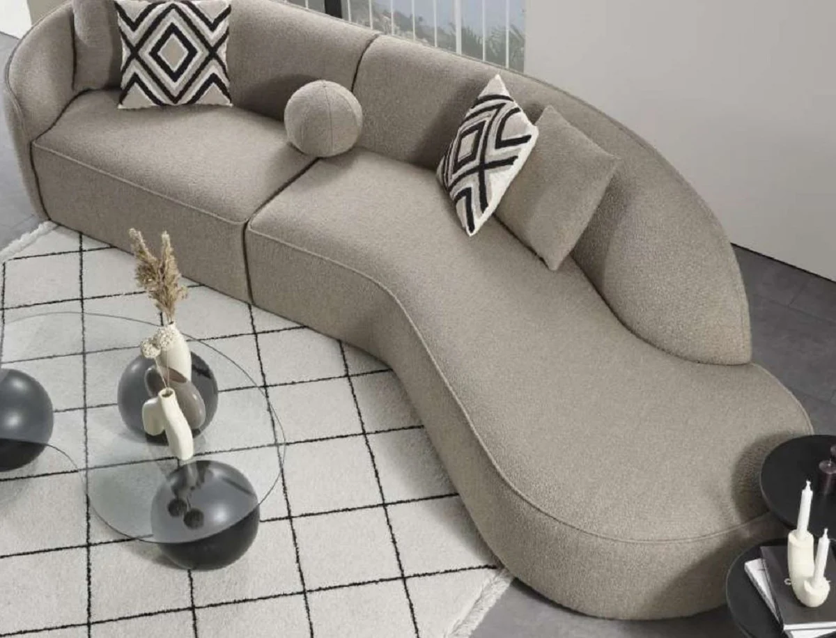 Luxus Sofa Grau 340 x H. 95 cm - Gebogenes Wohnzimmer Sofa - Hotel Sofa - Wohnzimmer Möbel - Hotel Möbel - Luxus Möbel - Luxus Einrichtung - Wohnzimmer Einrichtung