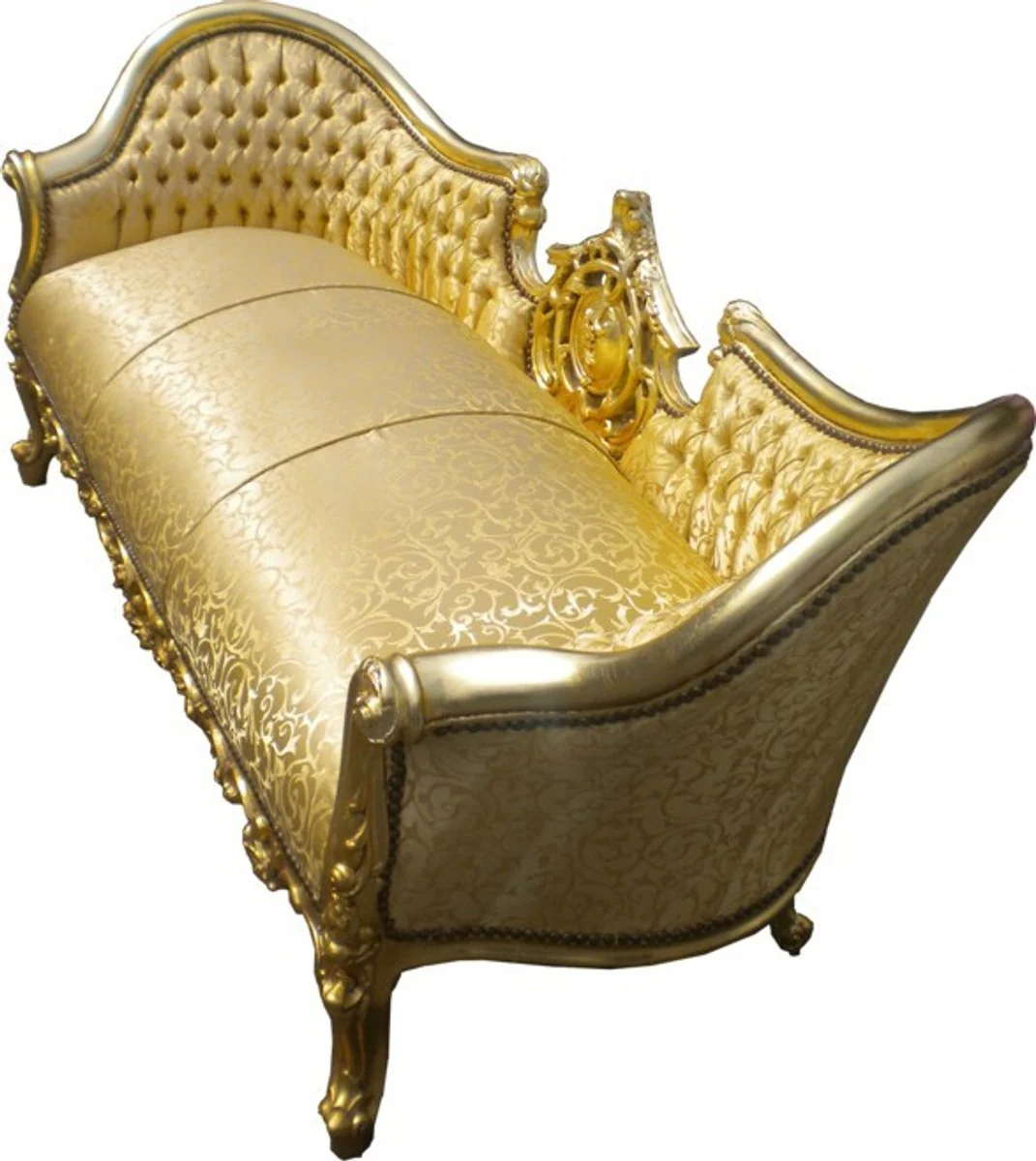 Barock Sofa Garnitur Vampire Gold Muster Satin - Limited Edition - UNIKAT