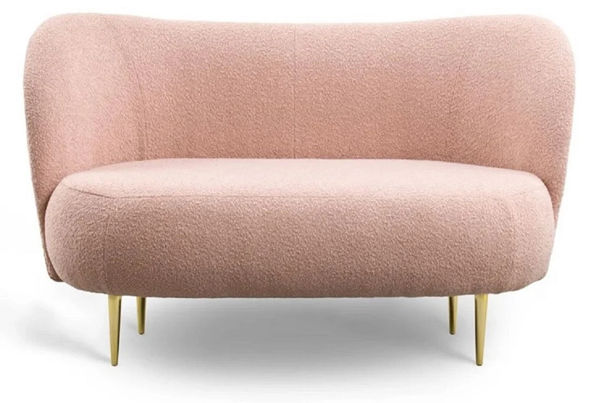 Luxus Wohnzimmer Set Rosa / Gold - 2 Luxus Sofas mit gebogener Rückenlehne & 2 Luxus Sessel mit gebogener Rückenlehne - Luxus Möbel - Wohnzimmer Möbel - Luxus Einrichtung