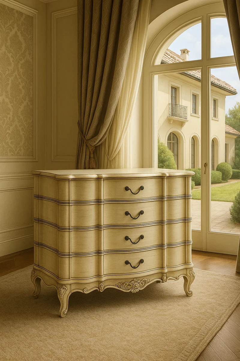 Luxus Barock Kommode mit 4 Schubladen Creme 107 cm - Barock Möbel