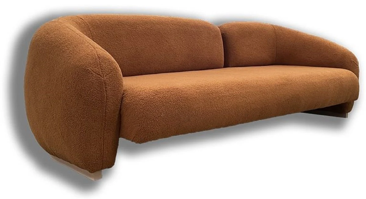 Luxus Sofa Braun / Naturfarben 260 x 100 x H. 100 cm - Wohnzimmer Sofa - Hotel Sofa - Wohnzimmer Möbel - Hotel Möbel - Luxus Möbel - Luxus Einrichtung