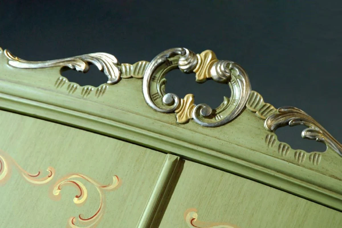 Luxus Barock Schlafzimmerschrank Grün - Handgefertigter Kleiderschrank mit 8 Türen - Barock Schlafzimmer & Hotel Möbel - Erstklassische Qualität - Made in Italy