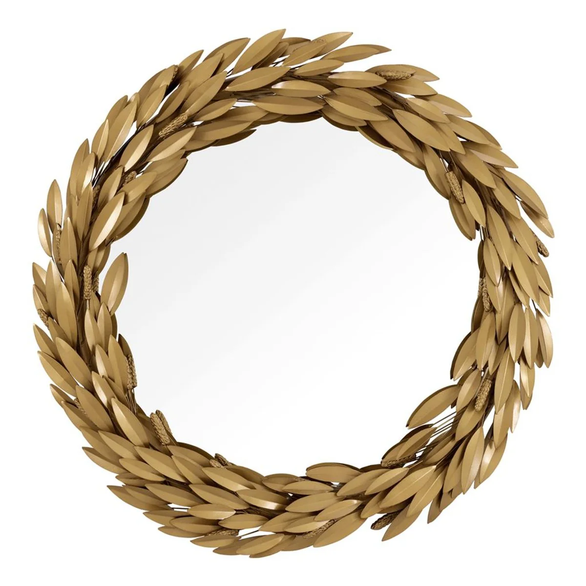 Luxus Spiegel in Antik Gold Ø 86 cm - Luxus Wohnzimmer Spiegel