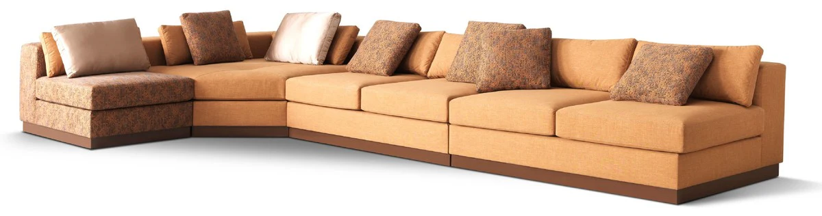 Luxus Ecksofa Hellbraun / Braun / Dunkelbraun 450 x 225 x H. 73 cm - Wohnzimmer Sofa - Wohnzimmer Möbel - Luxus Möbel - Luxus Wohnzimmer Einrichtung