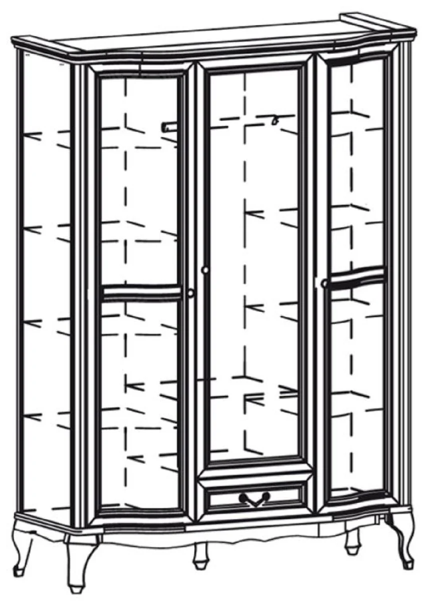 Luxus Jugendstil Schlafzimmerschrank Dunkelbraun 147,8 x 63,5 x H. 206 cm - Massivholz Kleiderschrank mit 3 Türen und Schublade - Barock & Jugendstil Schlafzimmer Möbel