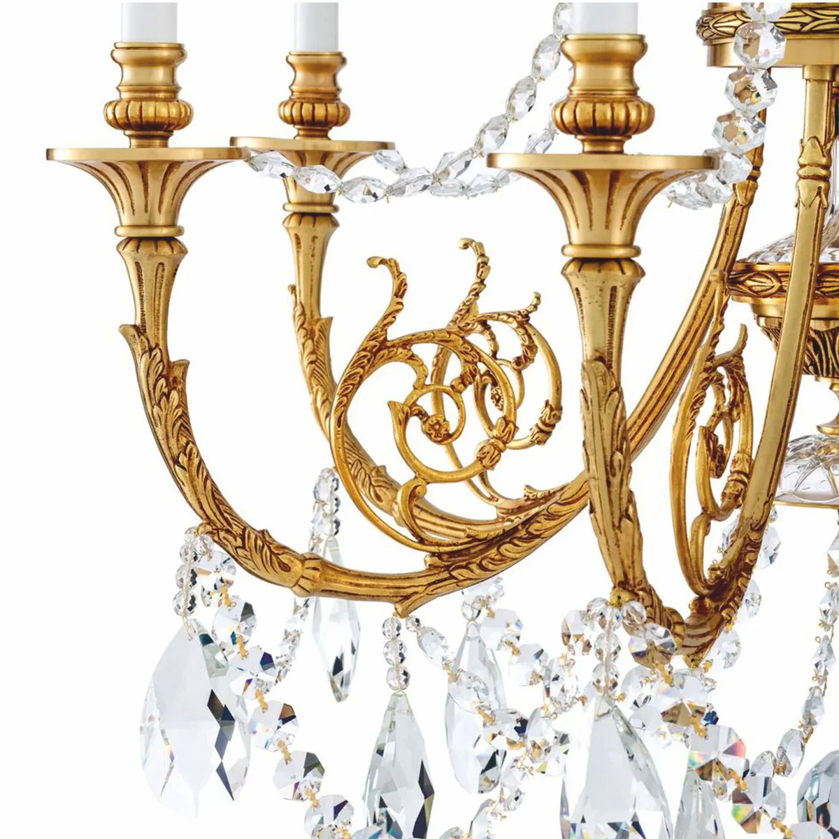 Luxus Barock Kristall Kronleuchter Antik Gold Ø 80 x H. 116 cm - Luxus Qualität