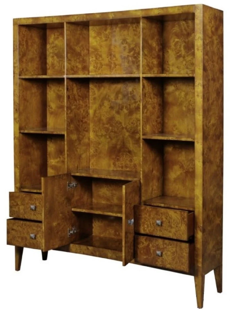 Luxus Bücherschrank mit 2 Türen und 4 Schubladen Hellbraun 150 x 35 x H. 190 cm - Büroschrank - Wohnzimmerschrank - Luxus Qualität