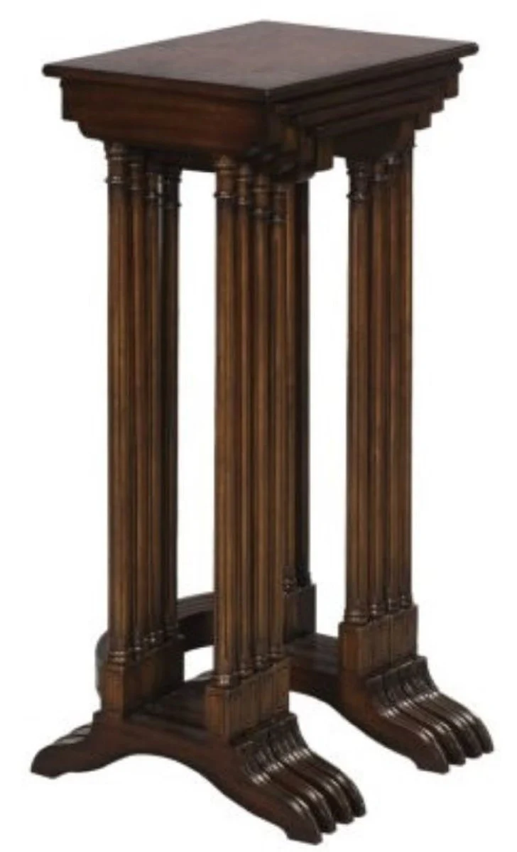 Luxus Beistelltisch Braun / Dunkelbraun 37 x 34 x H. 73 cm - Ausziehbarer Mahagoni Tisch