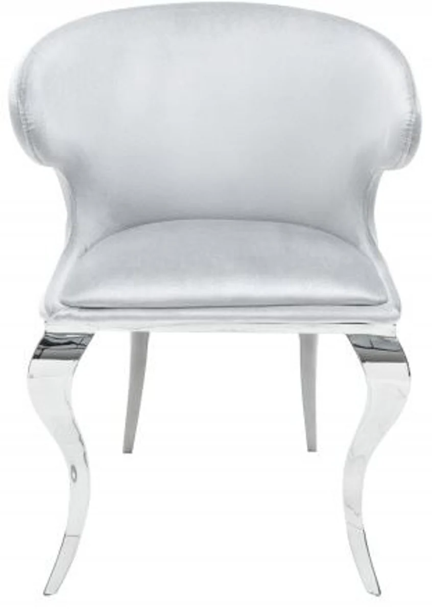 Designer Esszimmerstuhl Samt / Grau 61 x 60 x H.79 cm - Esszimmermöbel