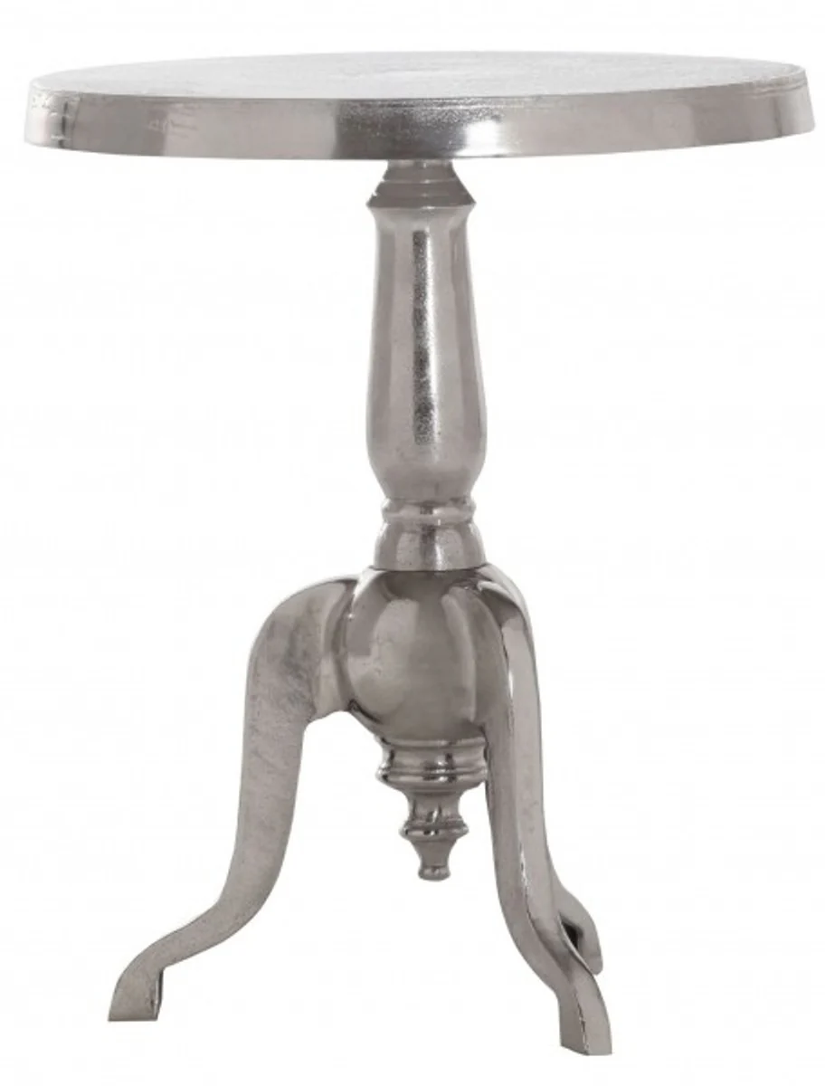 Aluminium Massiv Beistelltisch H 63 x 51 cm - Tisch - Alu Finish - Barock Stil