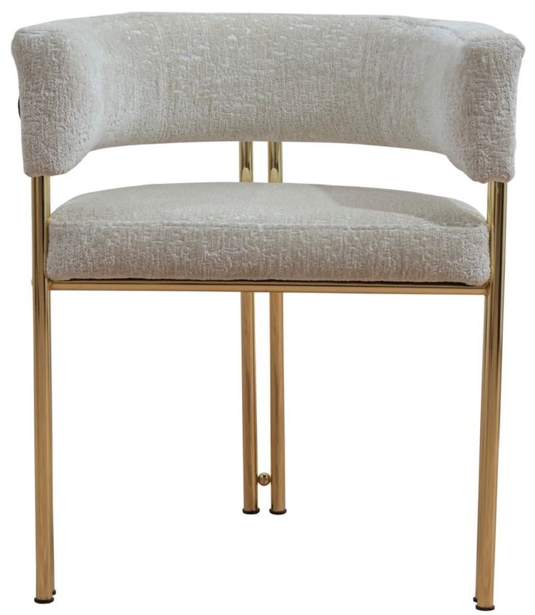 Luxus Esszimmer Stuhl 6er Set mit Armlehnen Grau / Gold H. 74 cm