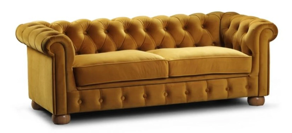 Luxus Chesterfield Kindersofa Ocker / Hellbraun 152 x 67 x H. 53 cm - Chesterfield Kinderzimmer Sofa - Luxus Chesterfield Kinder Möbel