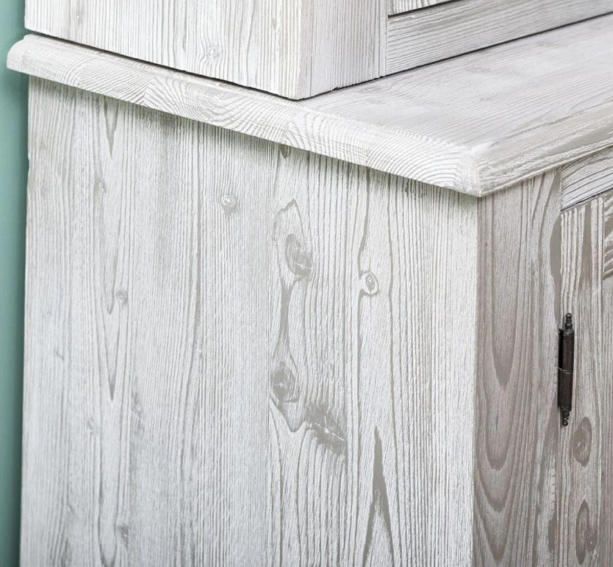 Landhausstil Küchenschrank Grau / Weiß 244 x 47 x H. 225 cm - 2 Teiliger Schrank mit 6 Türen und 12 Schubladen - Landhausstil Küchenmöbel