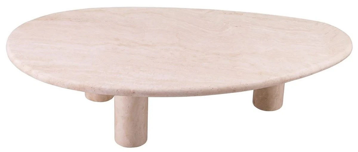 Luxus Couchtisch Beige 148 x 77 x H. 35,5 cm - Travertin Naturstein Wohnzimmertisch - Wohnzimmer Möbel - Travertin Möbel - Luxus Möbel - Luxus Einrichtung