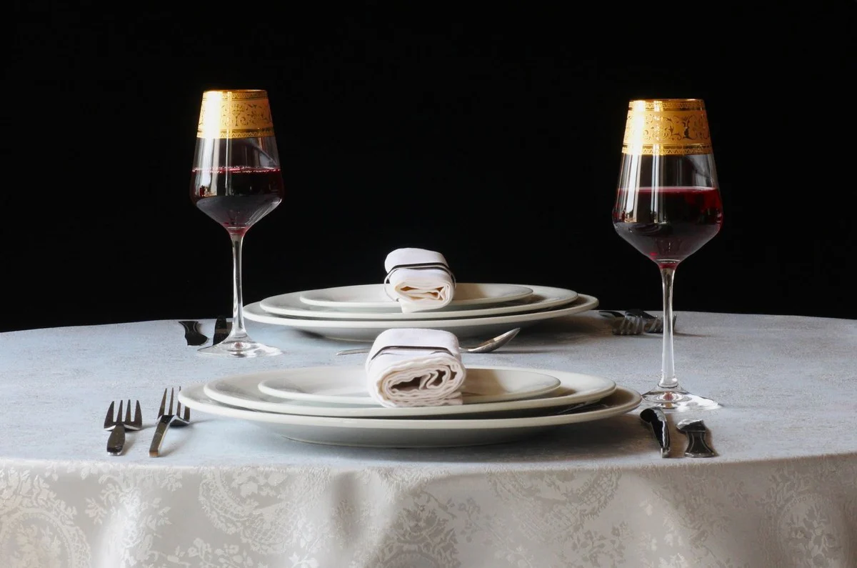 Luxus Barock Rotweinglas 6er Set Gold Ø 8,5 x H. 24 cm - Handgefertigte und handgravierte Weingläser - Hotel & Restaurant Accessoires - Luxus Qualität