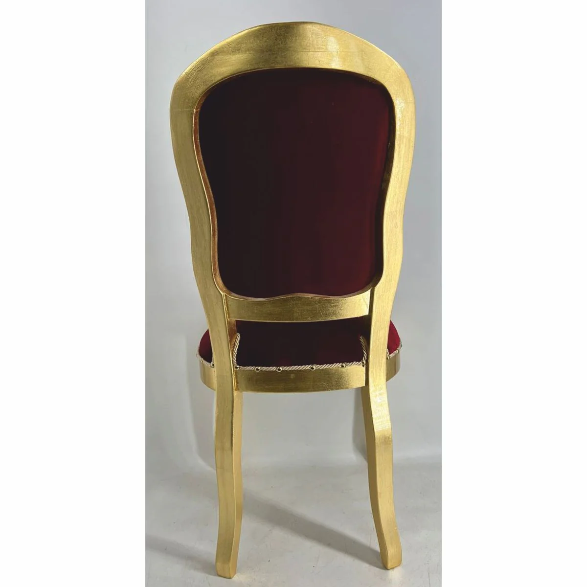 Luxus Barock Esszimmer Stuhl Bordeauxrot / Gold H. 104 cm - Barockstil Möbel