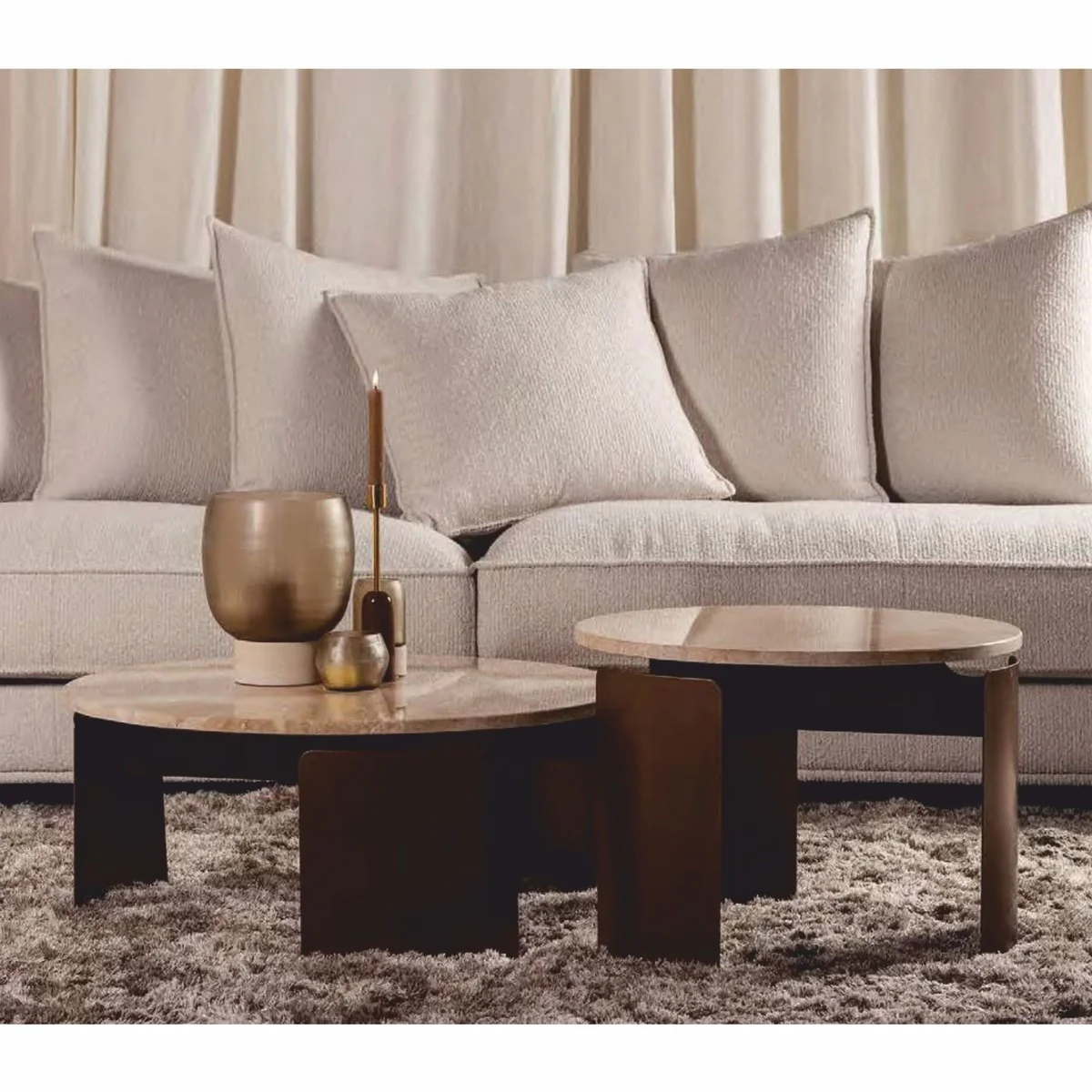 Luxus Couchtisch Set Beige / Braun - Hotel & Wohnzimmer Möbel