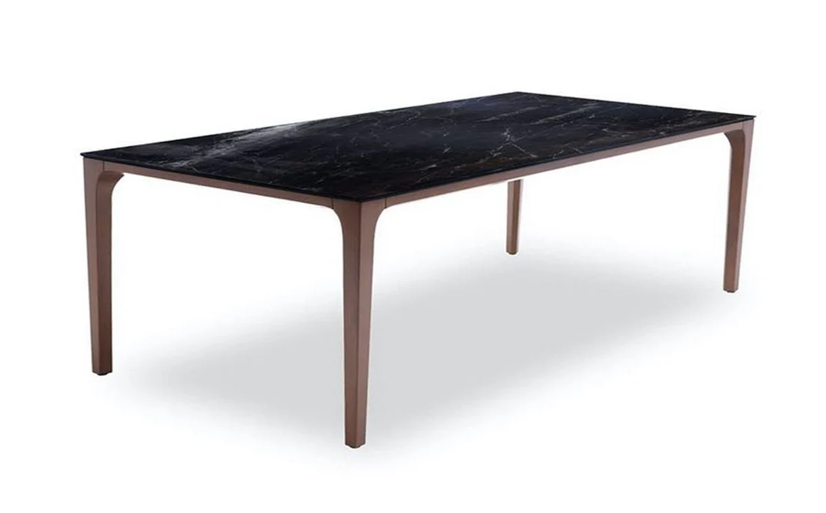 Luxus Designer Esstisch mit Glasplatte in Halb Edelstein Optik - High Class Esszimmer Tisch