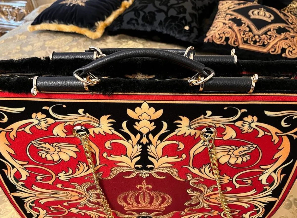 Pompöös by Luxus Damen Handtasche Krone und Glitzersteine Rot / Schwarz / Gold 43 x H. 43 cm - designed by Harald Glööckler