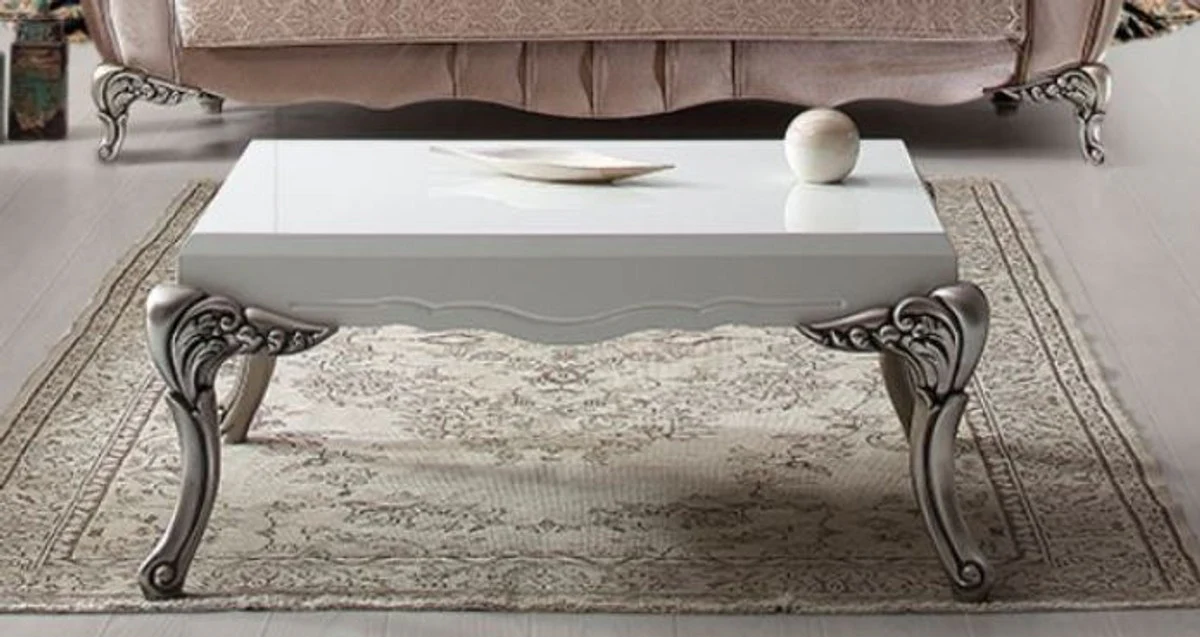 Luxus Barock Wohnzimmer Set Rosa / Silber - 2 Sofas & 2 Sessel & 1 Couchtisch - Elegante Wohnzimmer Möbel im Barockstil