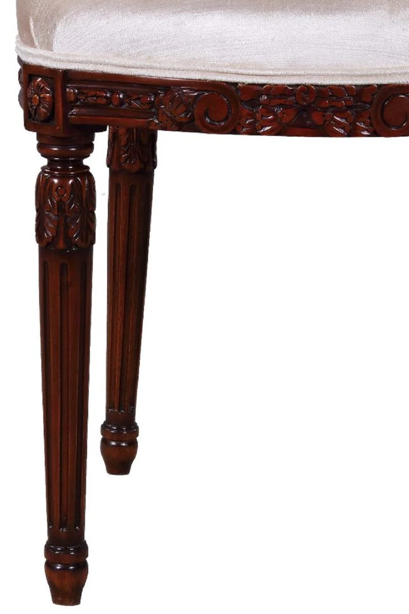 Luxus Barock Esszimmer Stuhl Silber / Dunkelbraun 41 x 50 x H. 90 cm - Esszimmer Möbel im Barockstil - Luxus Möbel im Barockstil - Barock Interior - Barock Möbel