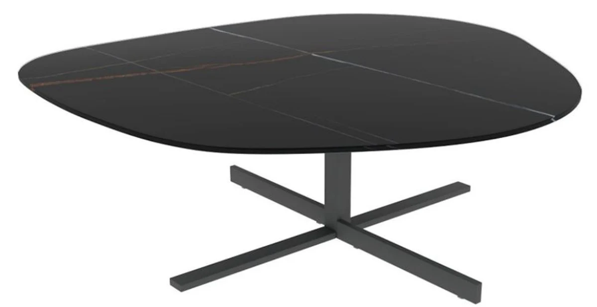 Designer Couchtisch 109 x 100 x H. 37 cm - Verschiedene Farben - Wohnzimmertisch mit edler Glaskeramik Tischplatte in Marmoroptik - Luxus Wohnzimmer Möbel