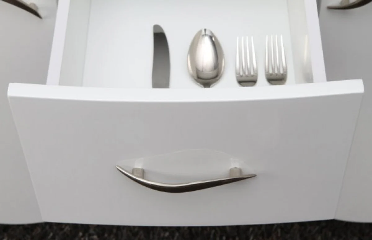 Barock Kommode Weiss Hochglanz Breite 160 cm, Höhe 87 cm - Moderne Barock Möbel