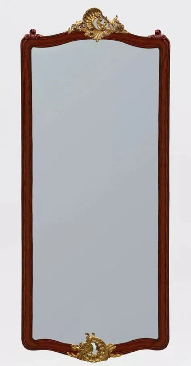 Luxus Barock Spiegel Dunkelbraun / Antik Gold - Prunkvoller Wandspiegel im Barockstil - Antik Stil Garderoben Spiegel - Wohnzimmer Spiegel - Barock Deko Accessoires - Edel & Prunkvoll