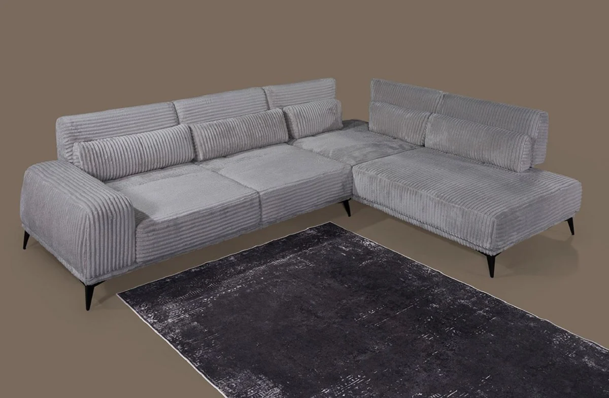 Luxus Ecksofa mit verstellbaren Rückenlehnen Grau / Schwarz 330 x 240 cm