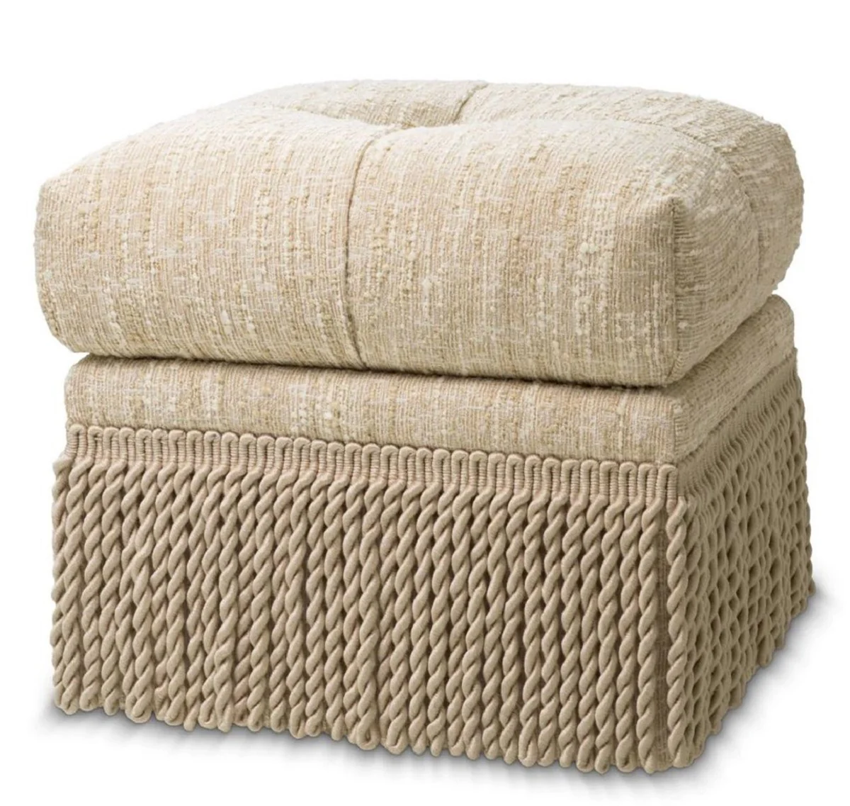 Luxus Hocker Creme 53 x 53 x H. 47 cm - Wohnzimmer & Hotel Sitzhocker