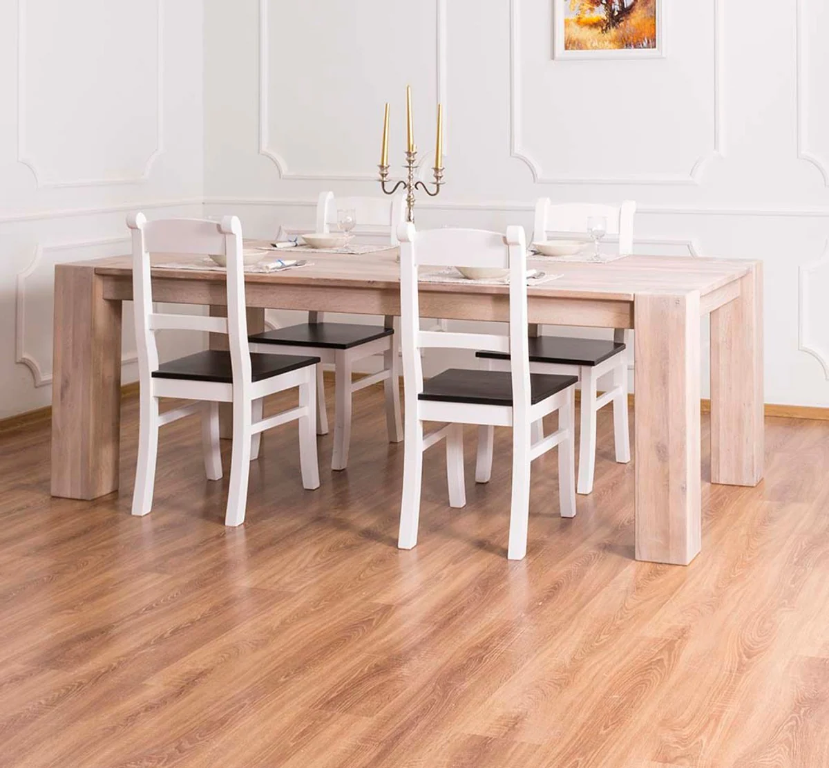 Massivholz Esstisch Naturfarben 220 x 90 x H. 78 cm - Luxus Qualität