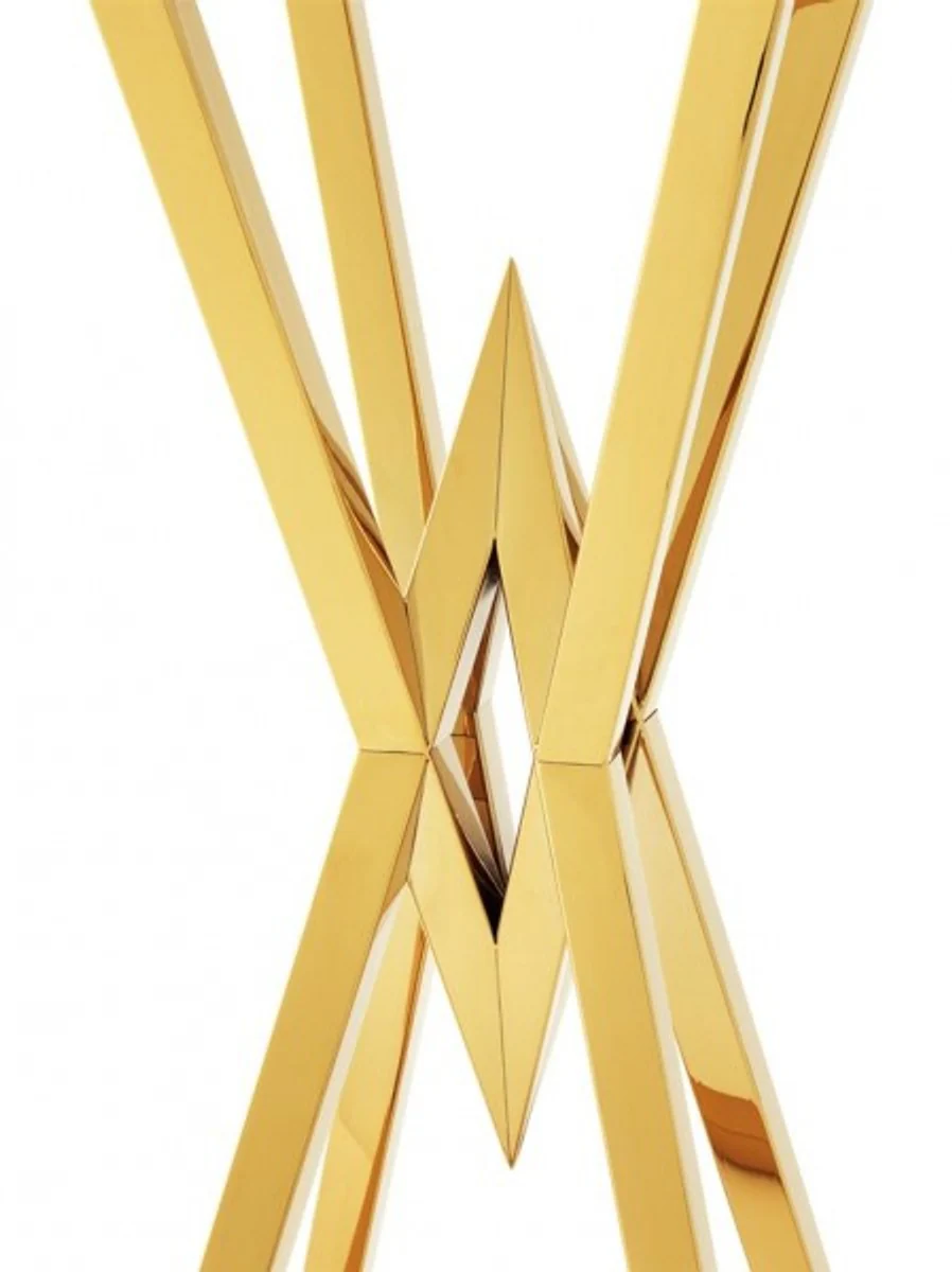 Luxus Beistelltisch / Säule Edelstahl Gold Finish 35 x 35 x H 101 cm - Tisch Möbel