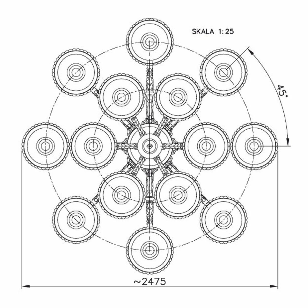 Luxus Barock Kronleuchter Grau Ø 247,5 x H. 250 cm - Riesiger Hotel Kronleuchter
