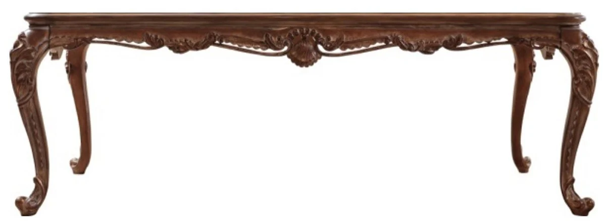 Luxus Barock Esstisch Braun - Handgefertigter Massivholz Esszimmertisch im Barockstil - Barock Esszimmer Möbel - Edel & Prunkvoll