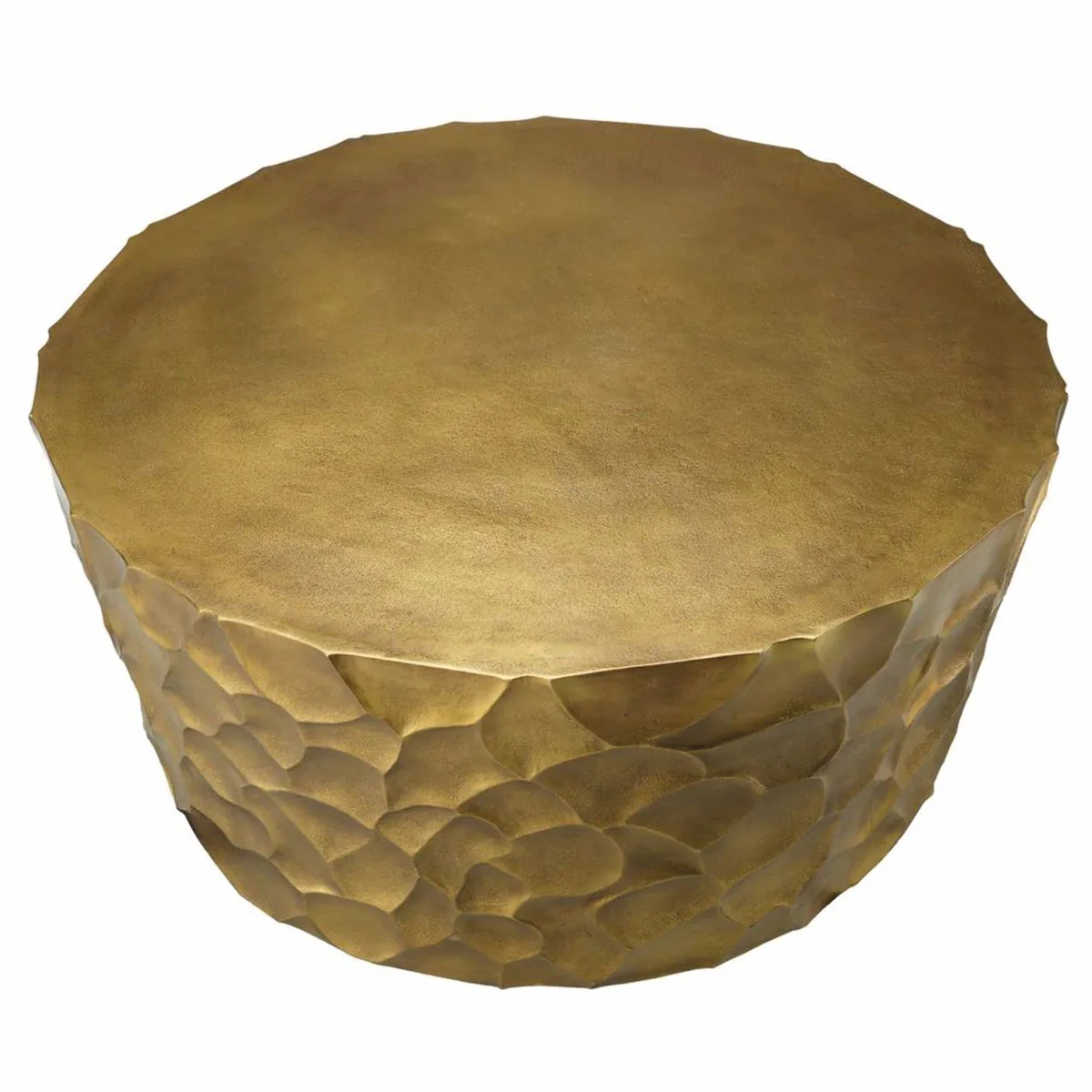 Luxus Aluminium Couchtisch Vintage Messing Ø 101 cm - Wohnzimmer Möbel